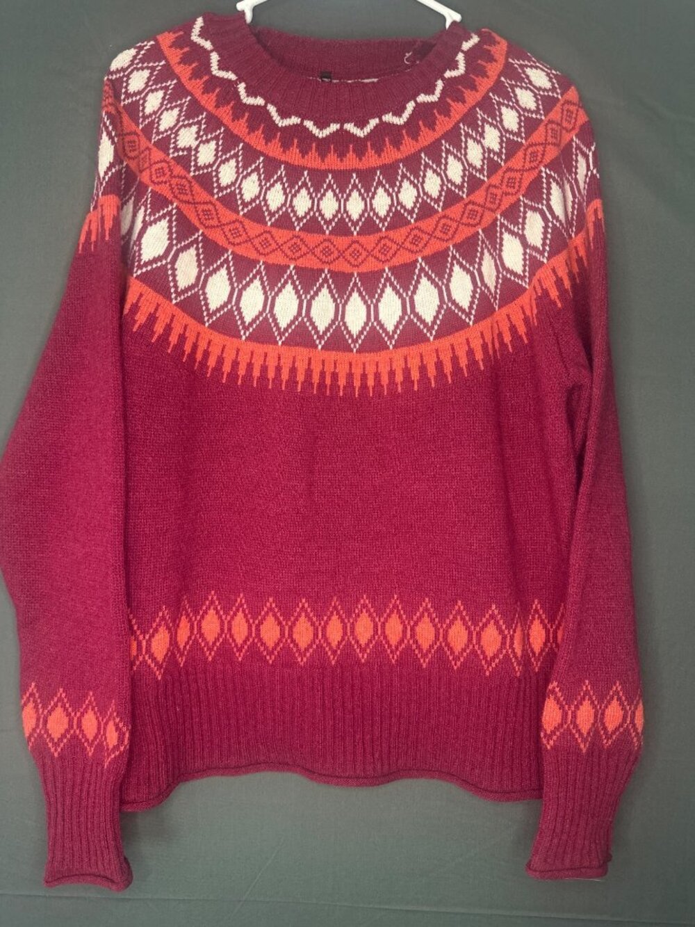 Kuhl Merino Wool Blend Isle Sweater Nordic Ski Lodge Outdoor Hiking Pullover